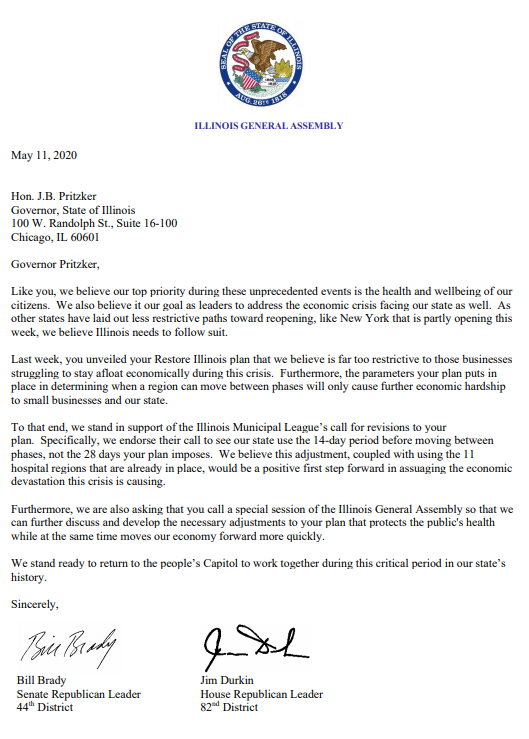 Illinois Republican leaders join Municipal League in call to ease ‘Restore Illinois’ restrictions